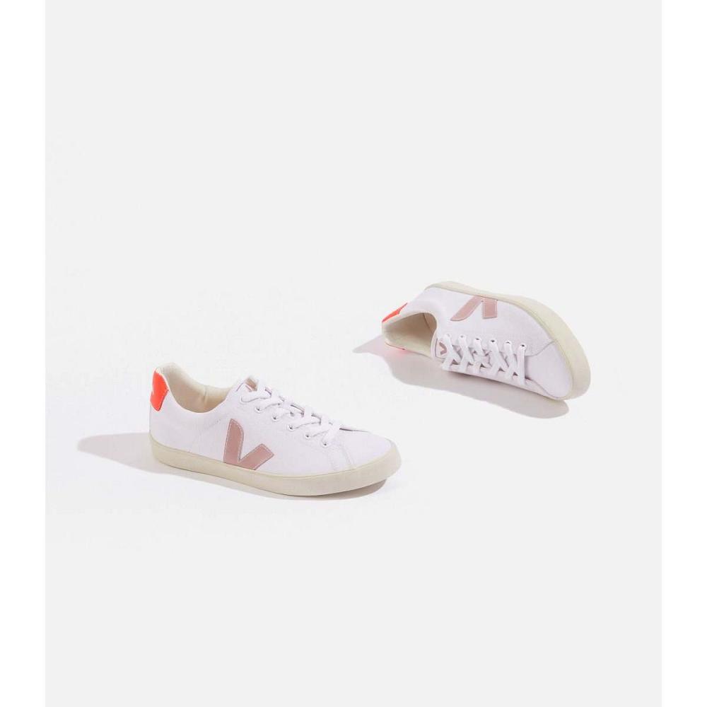 White/Orange Women's Veja ESPLAR SE CANVAS Shoes | AU 512XYU